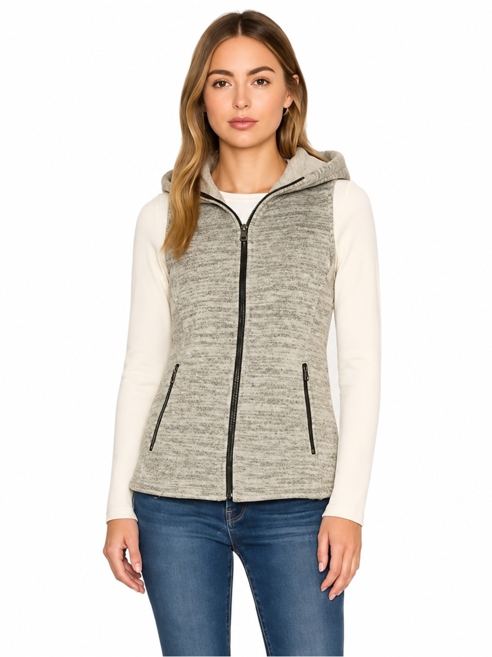 KÜHL Hooded Sweater Fleece Vest Gray Zip Front Outdoor XS
